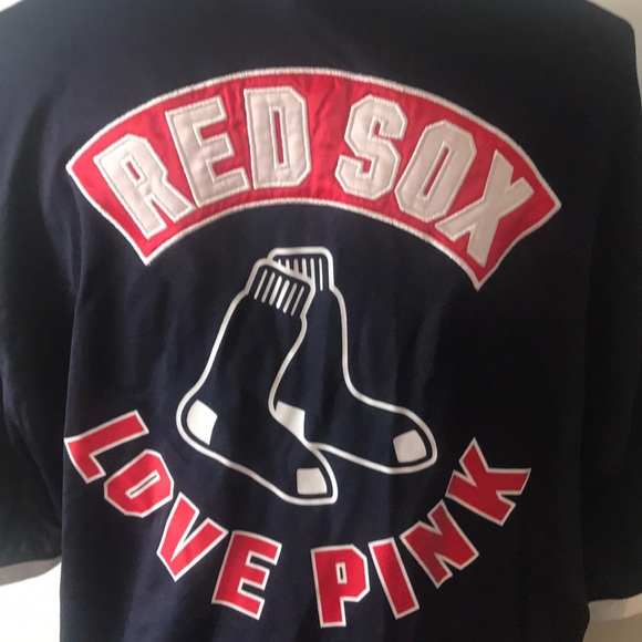 Tops - EUC VS PINK LACE UP BOSTON RED SOX SHIRT